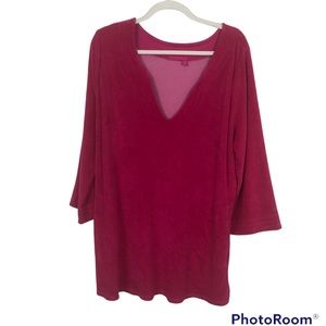 ANTHROPOLOGY Fresh Produce Pink Terry Cloth Tunic Sz XL /XXL